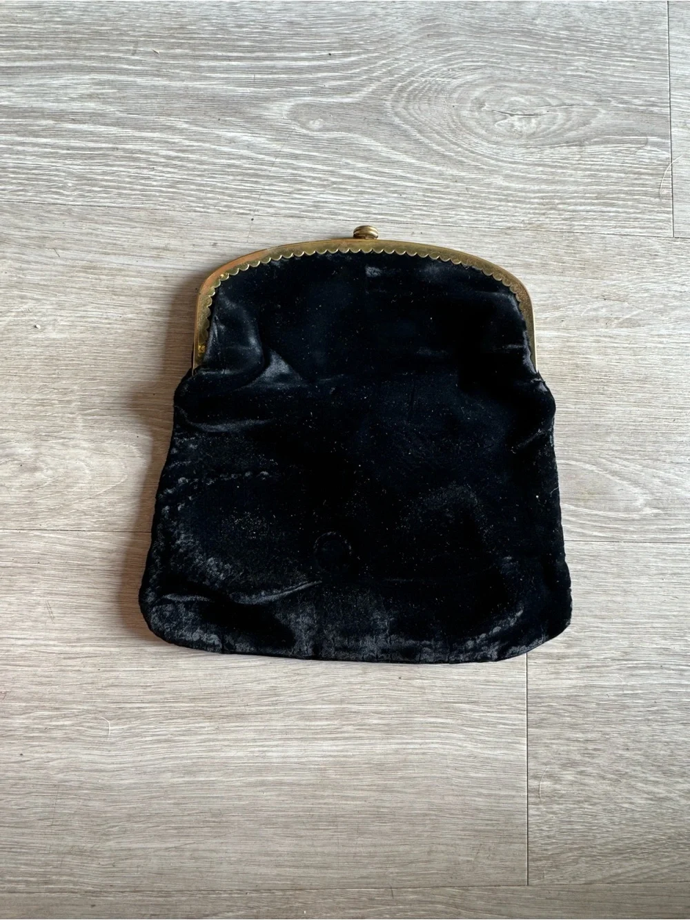 Vintage Black Velvet Clutch with Gold Trim